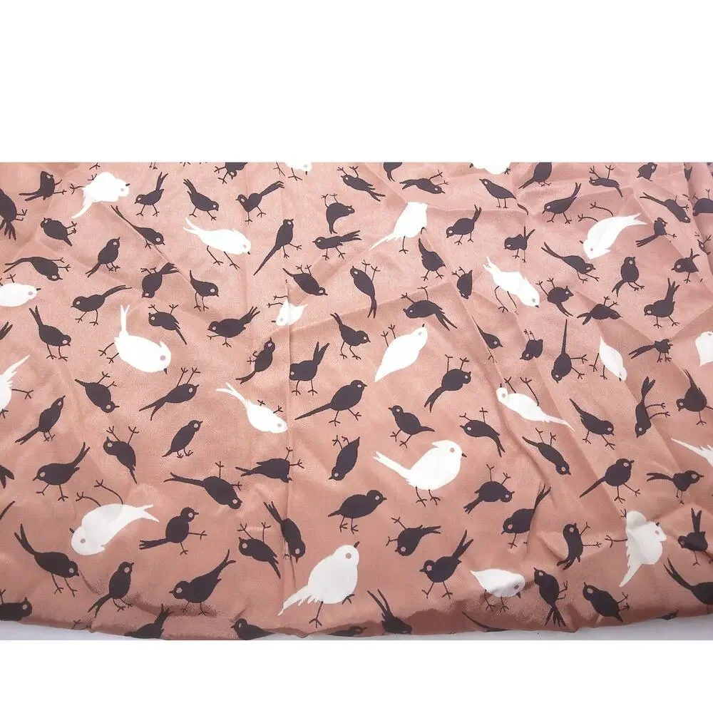 Vintage Whimsical Songbird Chickadee Fabric Remnant 2.3 Yards